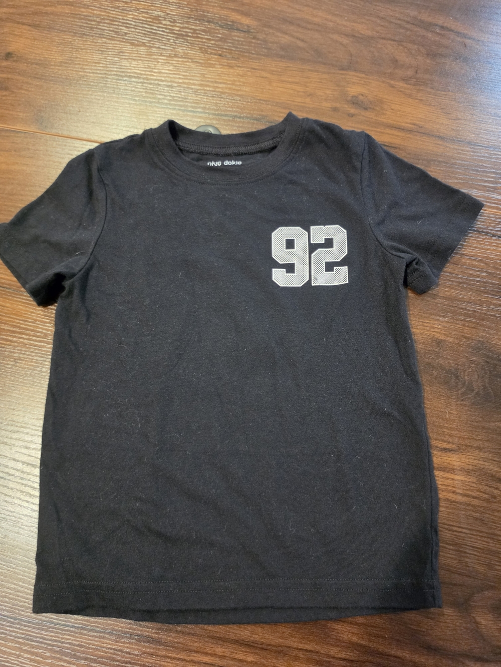 okie dokie Black Short Sleeve Tee with White '92' Print